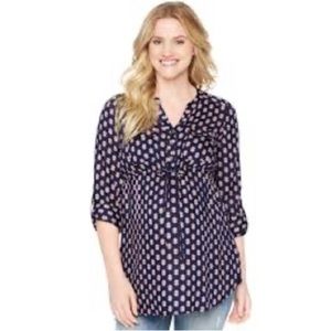 Motherhood Maternity Navy and Pink Tunic Top - Size Small